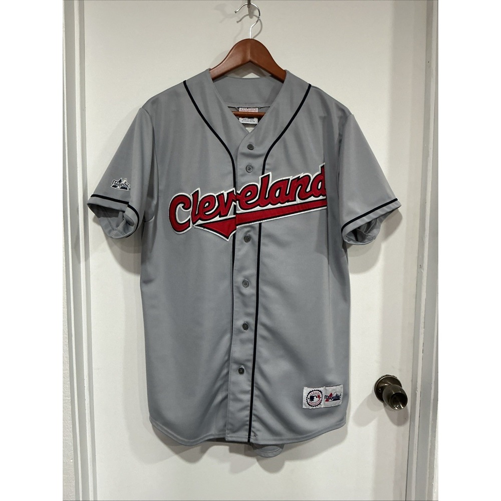 majestic cleveland indians jersey vtg vintage grey jersey OG MLB baseball, Large